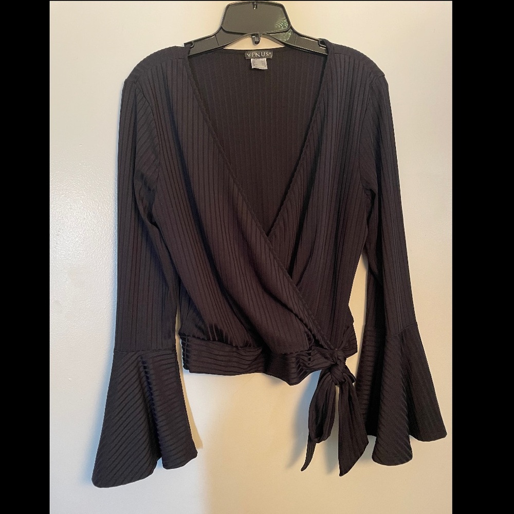 Venus Black Side Tie Top in Large